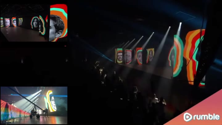 Turning Point Student Action Summit, Tampa (2021) — Jib. Behind the scenes against the LED wall, with a video-platform badge in the corner of the frame.